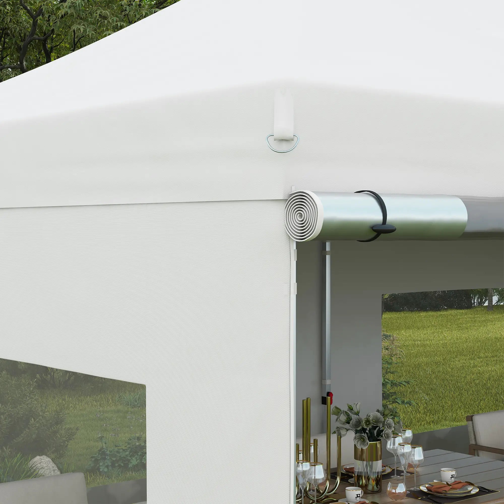 20' x 10' Folding Canopy Tent, Sidewalls, Windows, White Pop Up Canopies at Gallery Canada