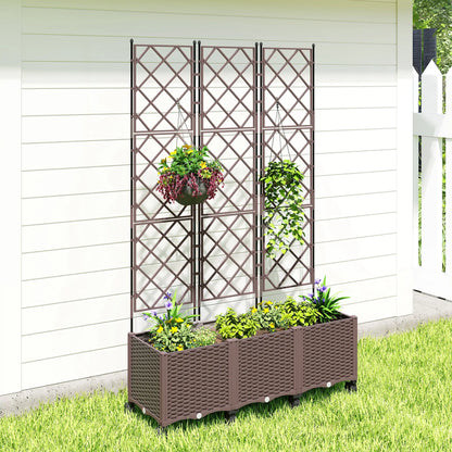 Plastic Raised Garden Bed With Trellis, Self Watering Planter Box With Wheels Raised Garden Beds at Gallery Canada