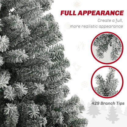 6ft Prelit Pencil Christmas Tree, Flocked, Dual Color LEDs, 429 Tips, Color Pre Lit Christmas Trees at Gallery Canada