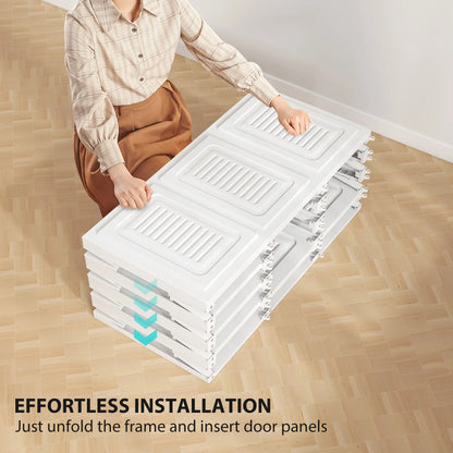 Portable Wardrobe, Foldable Plastic Closet, 8 Compartments, 2 Hanging Rods, Brown Clothing Storage at Gallery Canada