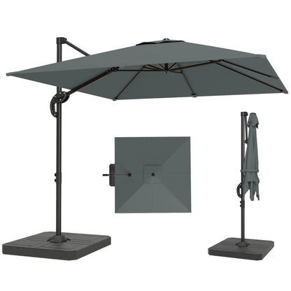 8' x 8' Offset Cantilever Patio Umbrella, UPF50+, 360° Rotation, Dark Grey Offset Cantilever Umbrellas at Gallery Canada