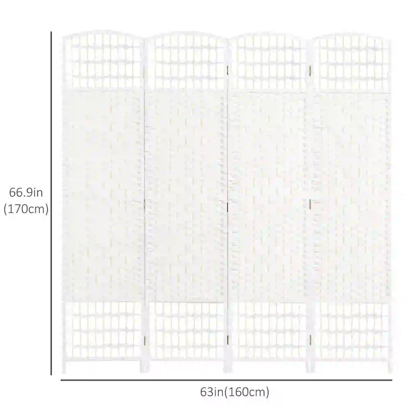 4 Panel Folding Room Divider, Portable Privacy Screen, White Room Dividers at Gallery Canada