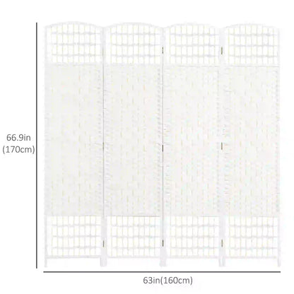 4 Panel Folding Room Divider, Portable Privacy Screen, White Room Dividers at Gallery Canada