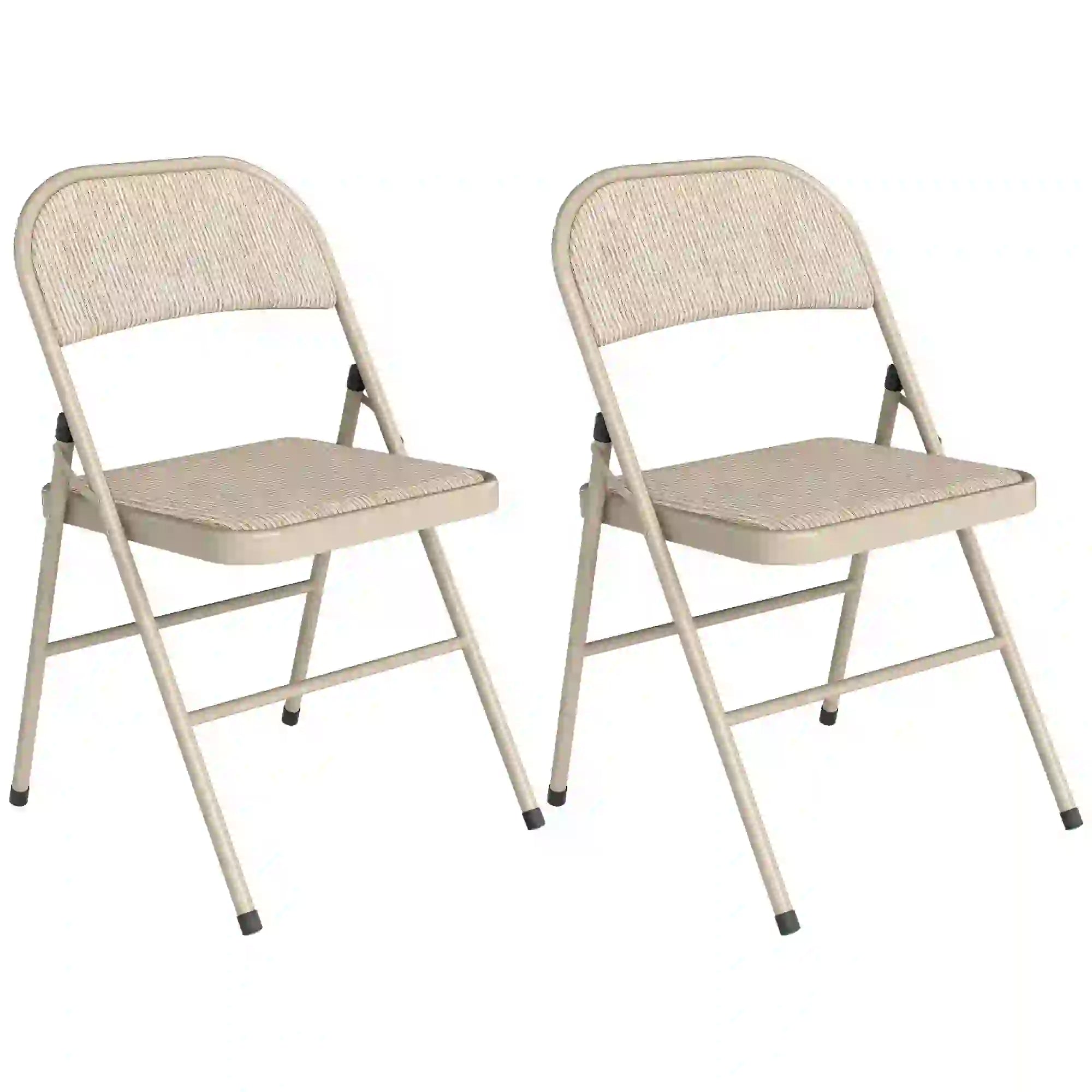 Metal Foldable Chairs, Linen Fabric Padded, Cushion Seat, Open Back, Beige Dining Chairs Beige at Gallery Canada