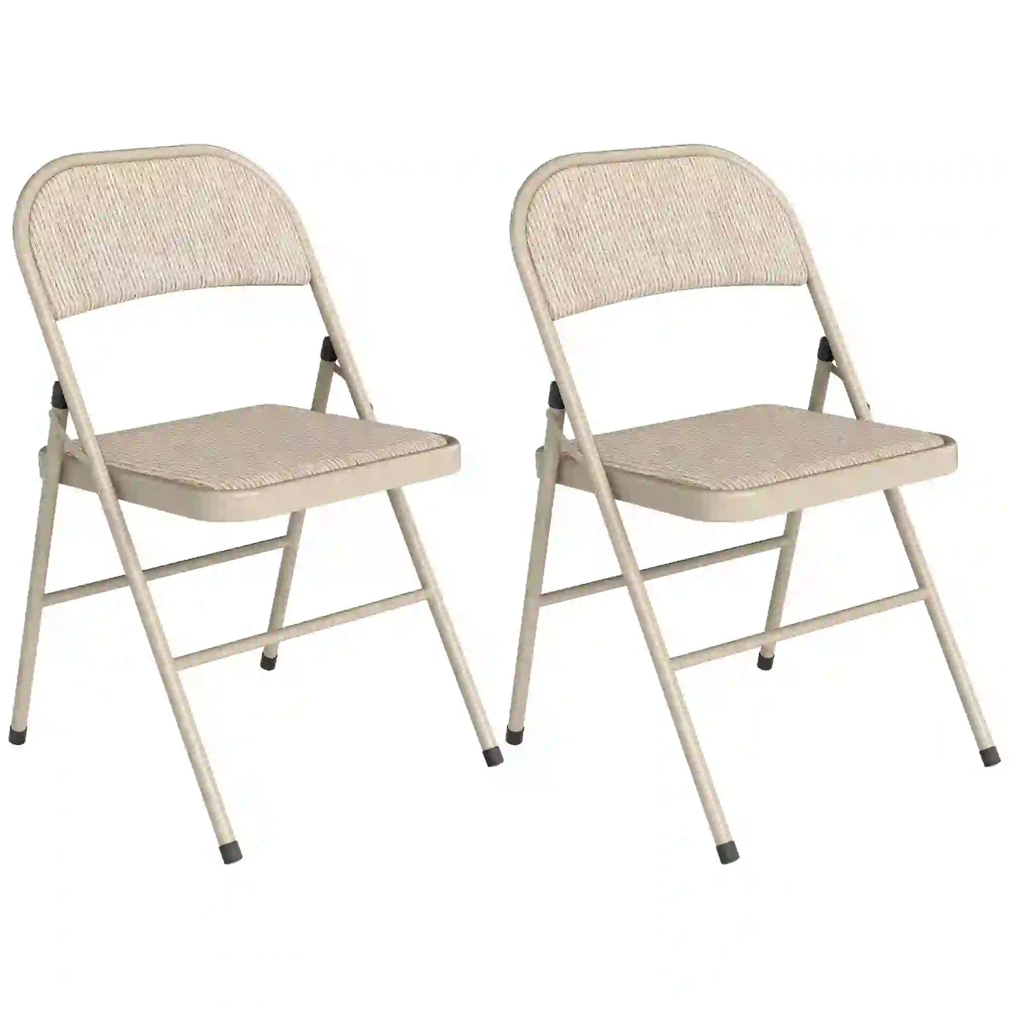 Metal Foldable Chairs, Linen Fabric Padded, Cushion Seat, Open Back, Beige Dining Chairs Beige at Gallery Canada
