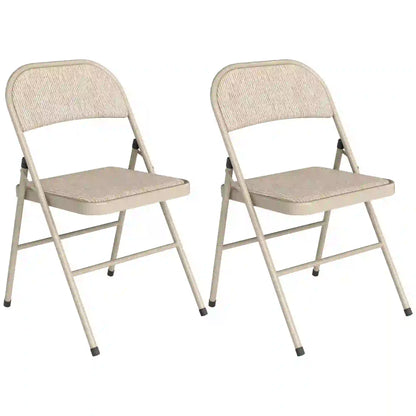 Metal Foldable Chairs, Linen Fabric Padded, Cushion Seat, Open Back, Beige Dining Chairs Beige at Gallery Canada