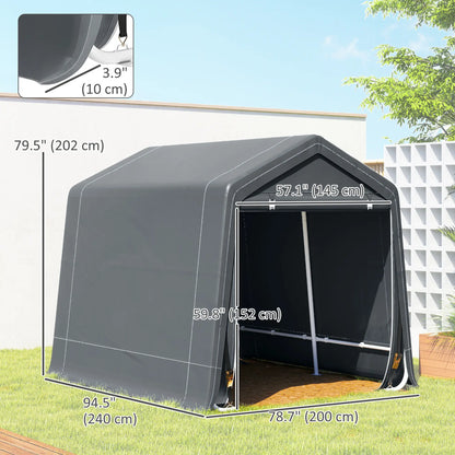 7.9' x 6.6' Garden Storage Tent, Metal Frame, Double Zipper Doors, Dark Grey Car Shelters at Gallery Canada