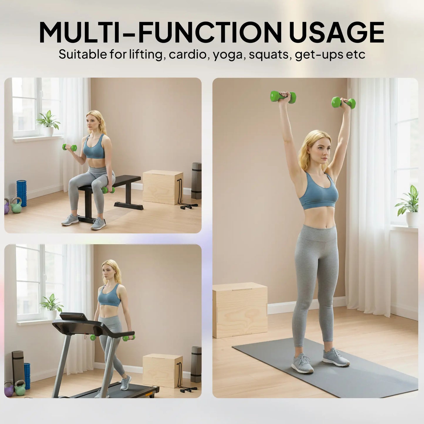 44lbs Hex Dumbbell Set, Hand Weights for Home Gym, Multi-Colour Dumbbells & Barbells at Gallery Canada