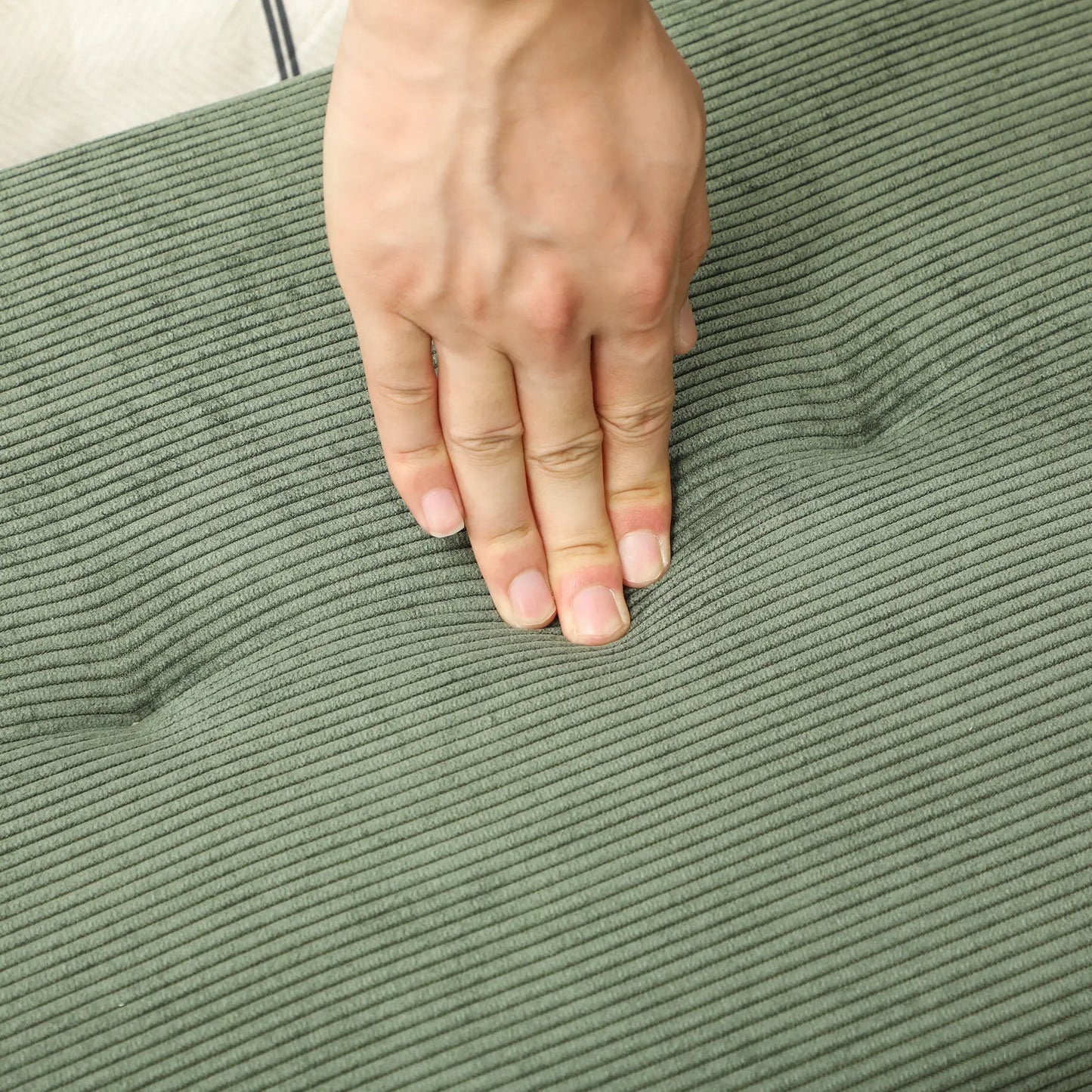 39" Upholstered Ottoman Bench, Corduroy, Padded Seat, Steel Legs, Green Storage Ottomans & Benches at Gallery Canada