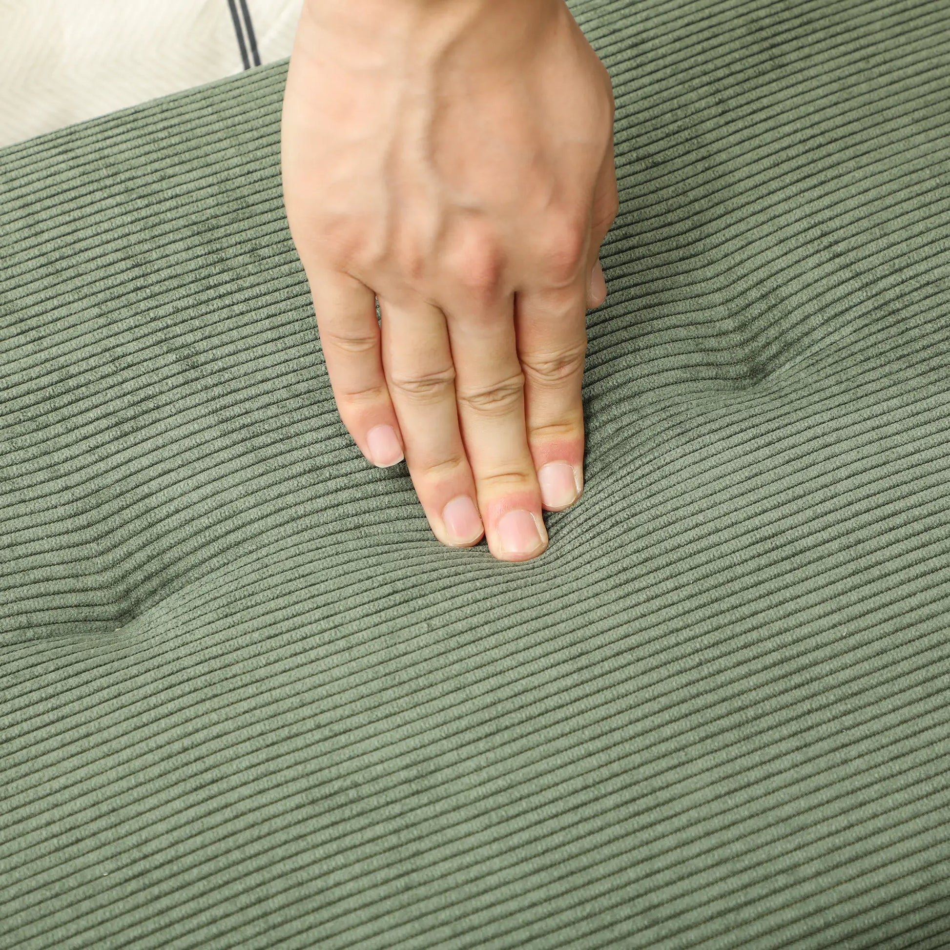 39" Upholstered Ottoman Bench, Corduroy, Padded Seat, Steel Legs, Green Storage Ottomans & Benches at Gallery Canada