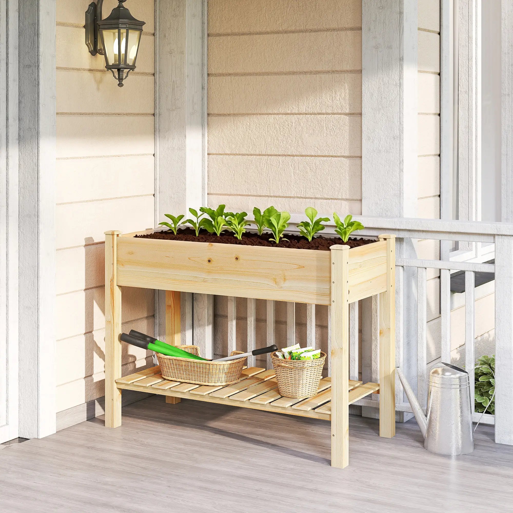 Elevated Planter Box With Legs, Storage Shelf, Raised Garden Bed, Natural Elevated Garden Beds at Gallery Canada