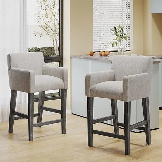 Upholstered Counter Stools, Rubberwood Frame, 24×23×39.5 inch, Light Gray Bar Stools Light Grey/Grey at Gallery Canada