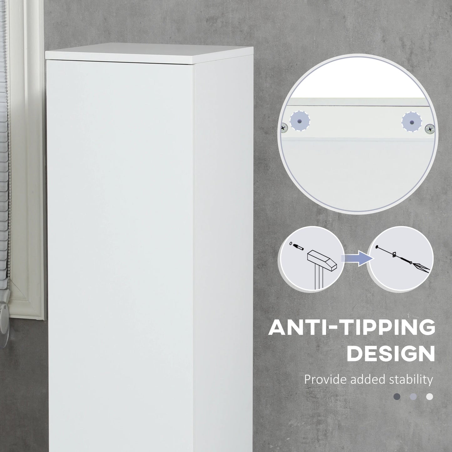 Tall Bathroom Cabinet, Adjustable Shelves, 11.8" x 11" x 6", White Bathroom Cabinets at Gallery Canada