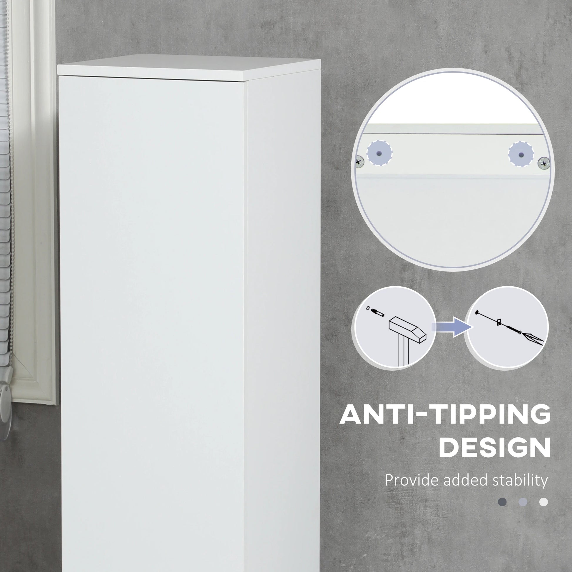 Tall Bathroom Cabinet, Adjustable Shelves, 11.8" x 11" x 6", White Bathroom Cabinets at Gallery Canada