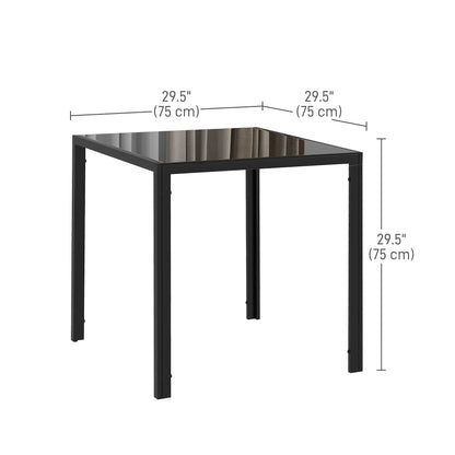 Square Kitchen Table, Glass Top, Steel Legs, 2-4 People, Black Dining Tables at Gallery Canada