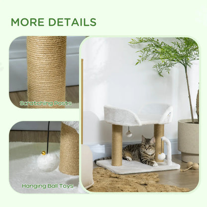 Small Cat Tower Condo, Jute Scratching Posts, Top Perch, Dangling Balls, White Cat Trees at Gallery Canada