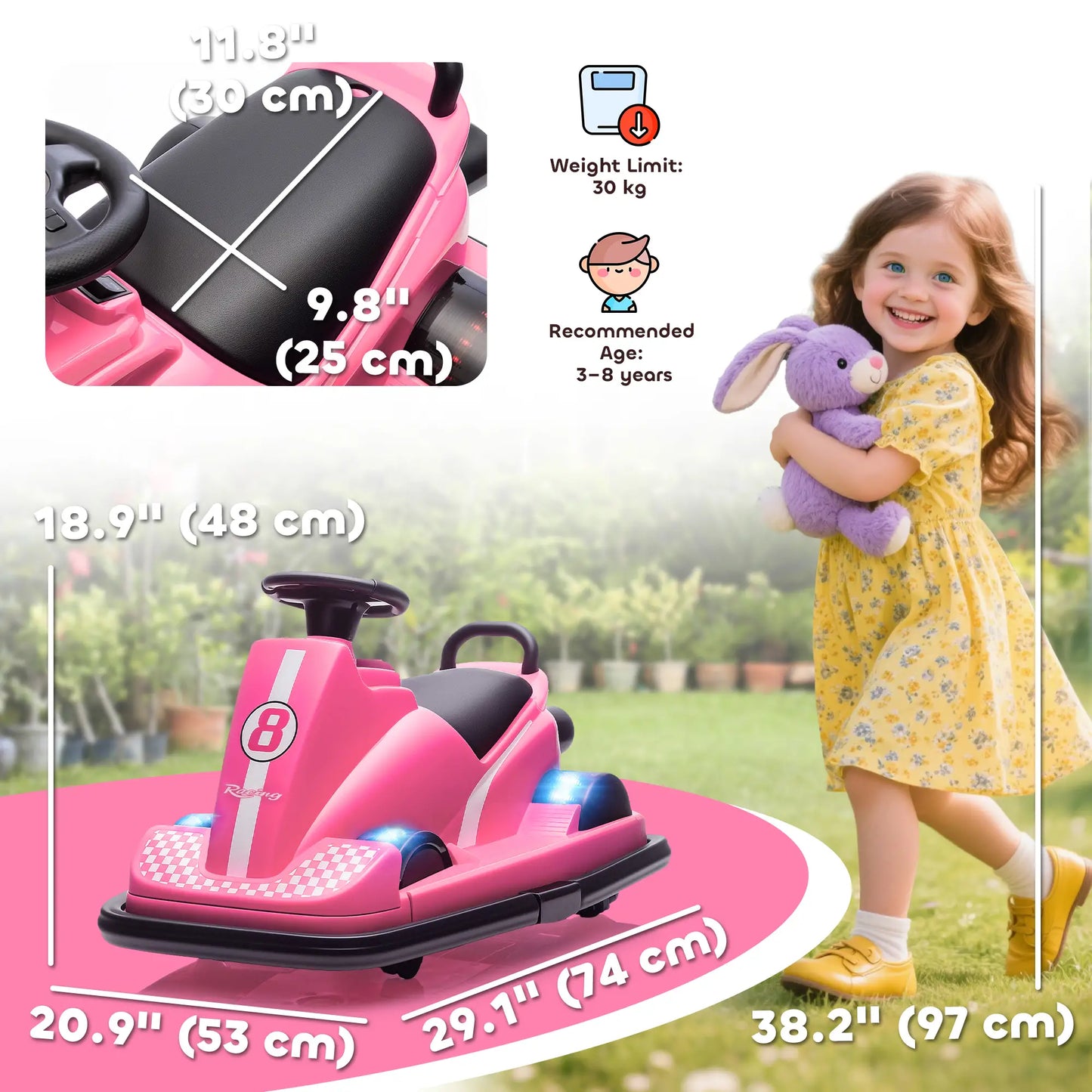 Bumper Car For Kids, 6V Battery Powered, 360 Degree Spin, Dual Motors, Pink Electric Toy Cars at Gallery Canada