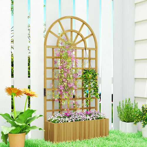 Wooden Raised Garden Bed with Trellis, Elevated Planter Box