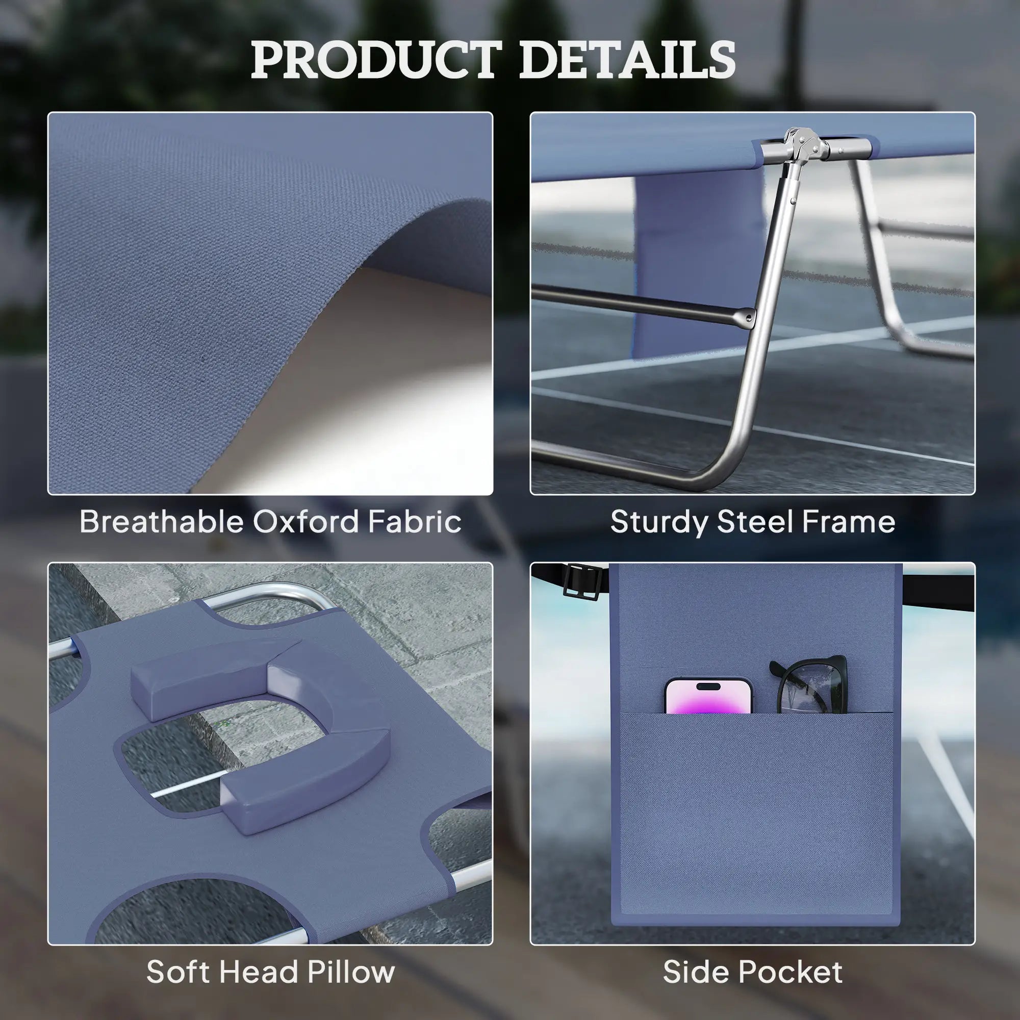 Folding Outdoor Lounge Chair, 5-Level Tanning Chair, Grey Lounger Chairs at Gallery Canada