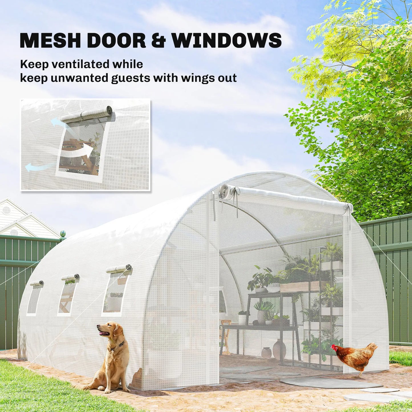Walk-In Tunnel Greenhouse, 13'x9.8'x6.6', White Tunnel Greenhouses at Gallery Canada