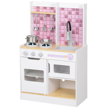 Kids Play Kitchen Set, Realistic Lights Sounds, Sink Oven Stove, White Play Kitchen White at Gallery Canada