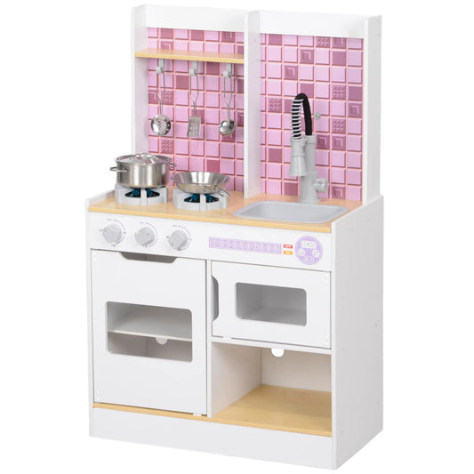 Kids Play Kitchen Set, Realistic Lights Sounds, Sink Oven Stove, White Play Kitchen White at Gallery Canada