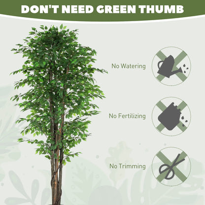 8ft Tall Artificial Silk Ficus Tree, 2520 Leaves in Pot, Home Office Decor Artificial Trees at Gallery Canada