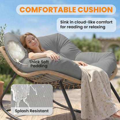 Papasan Rocking Chair, Oversized With Cushion, Grey Outdoor Rocking Chairs at Gallery Canada