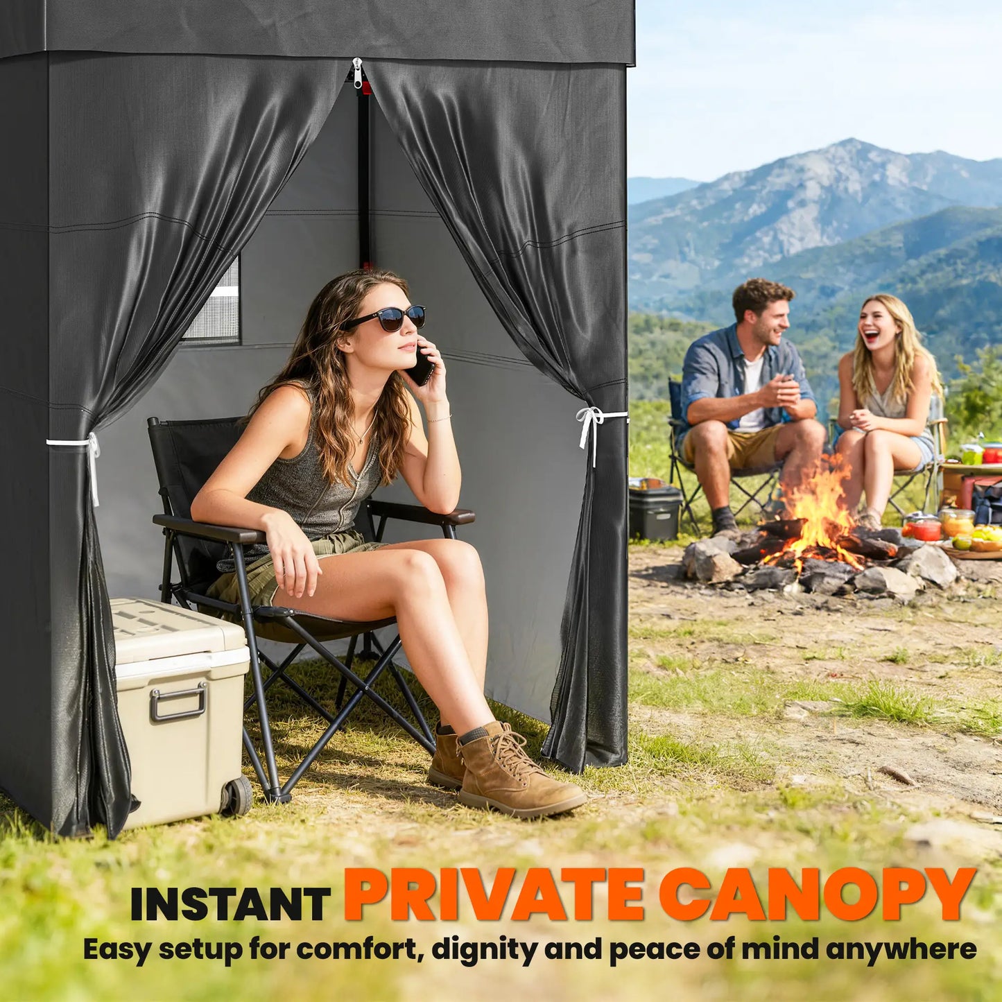 5 x 5 ft Compact Pop Up Canopy Tent, UPF 50+ Changing Room, Black Pop Up Canopies at Gallery Canada
