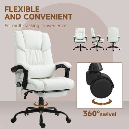 6-Point Vibration Massage Chair, Adjustable Height, Reclining, White Massage Chairs at Gallery Canada