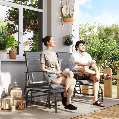 Outdoor Glider Rocking Chair, 2 Person Loveseat, Garden Bench, Grey Outdoor Gliders at Gallery Canada
