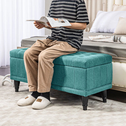 Linen Storage Ottoman, Button Tufted Bench for Bedroom, Green Storage Ottomans & Benches at Gallery Canada