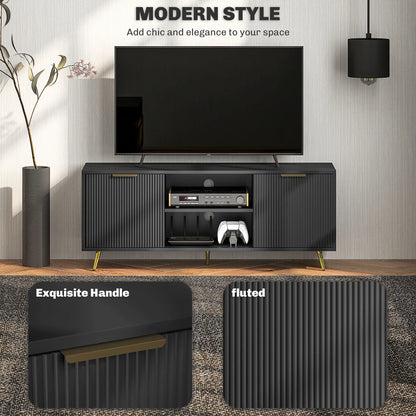 TV Stand for 55 Inch TV, Modern Cabinet with Shelves, Black TV Stands at Gallery Canada