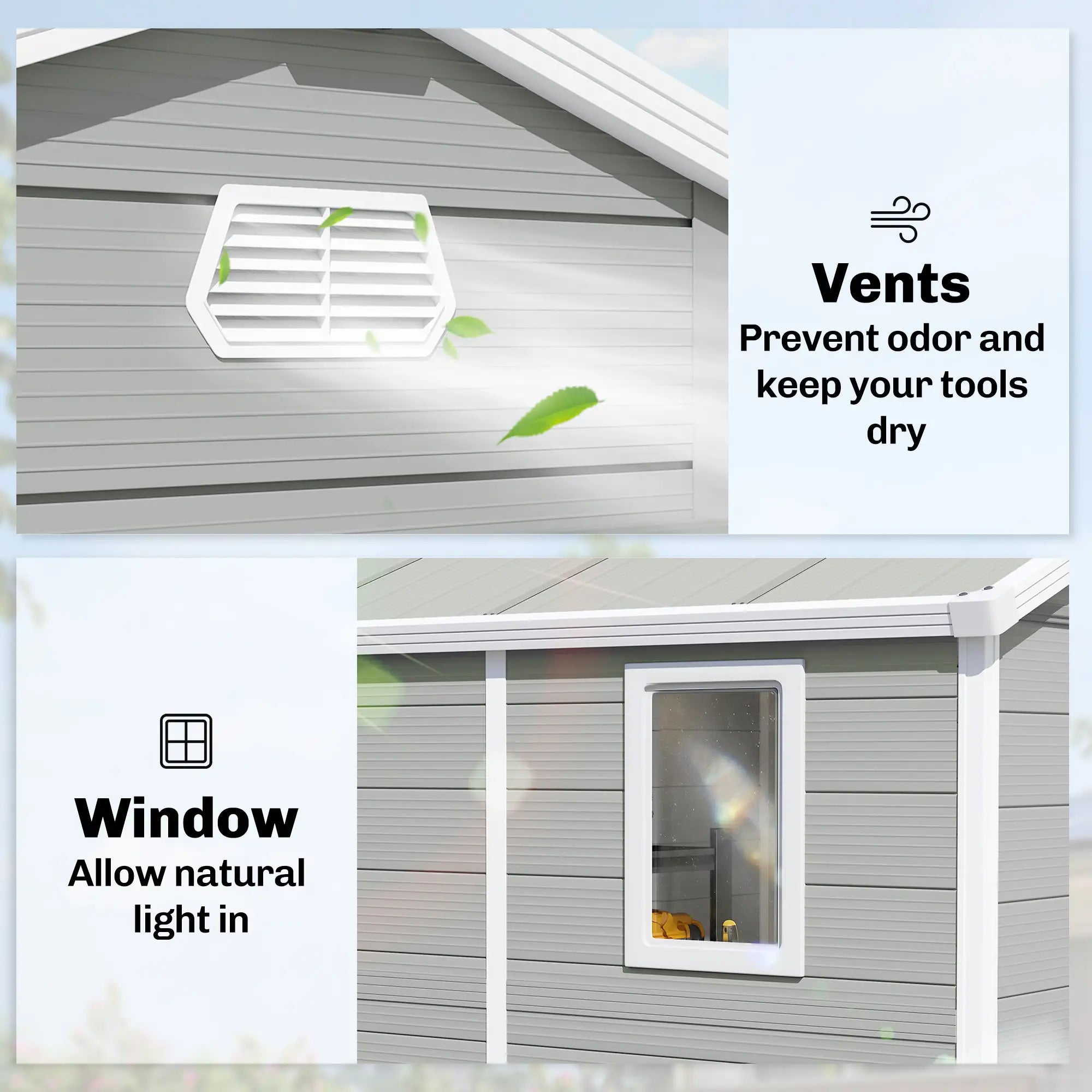 8' x 6' Plastic Garden Storage Shed, Light Grey Sheds at Gallery Canada