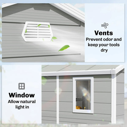 8' x 6' Plastic Garden Storage Shed, Light Grey Sheds at Gallery Canada