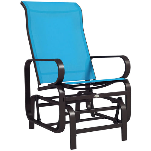 Patio Glider with Mesh Fabric, Outdoor Rocking Chair, Blue
