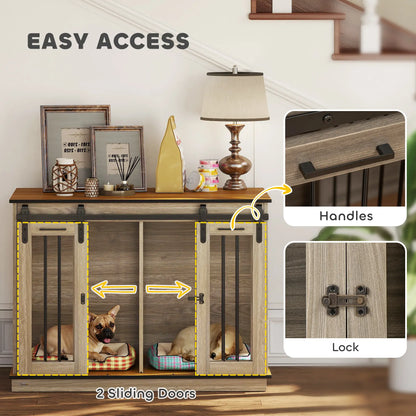 47in Wooden Dog Crate Furniture, Kennel TV Stand, Pet House Side Table, Oak Houses, Kennels & Pens at Gallery Canada
