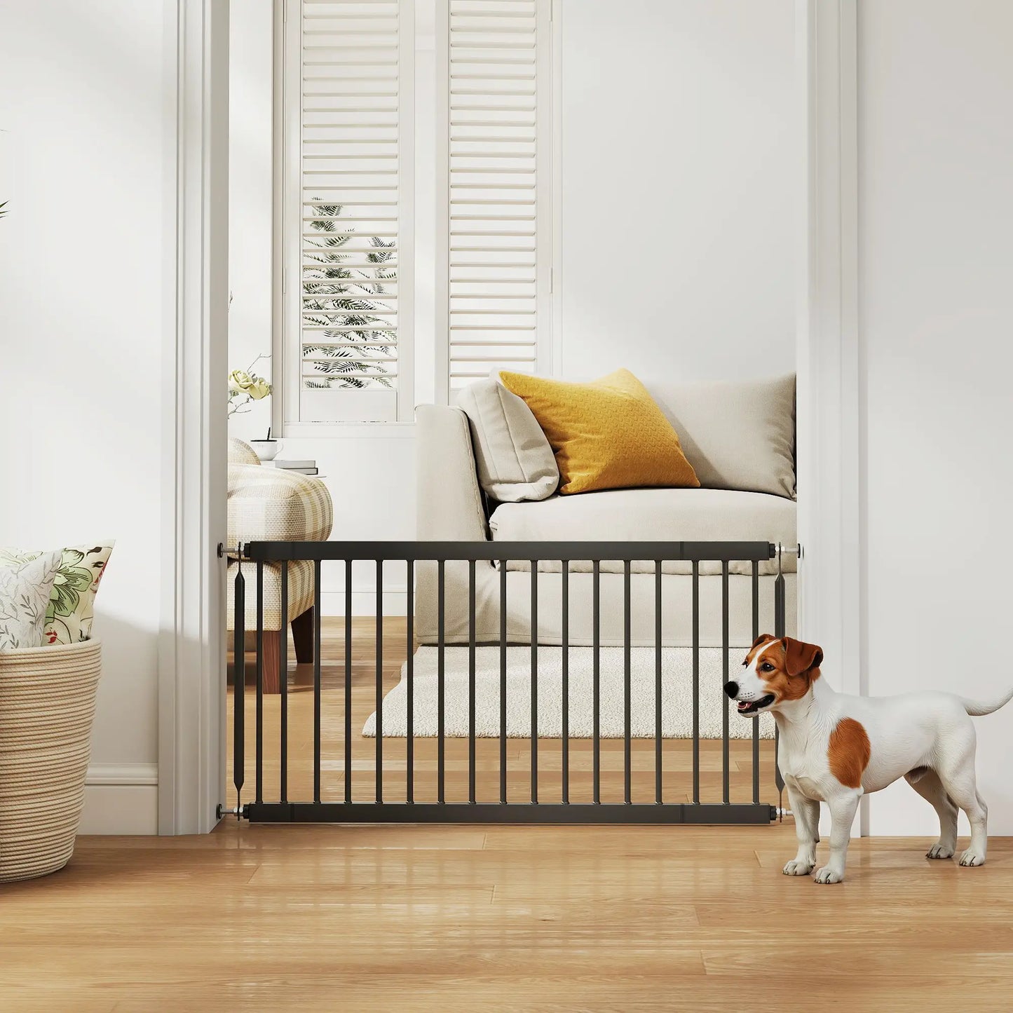 26"-37" Dog Gate, 18" Tall, 2 Extension, Pressure Mount, Black Pet Gates at Gallery Canada