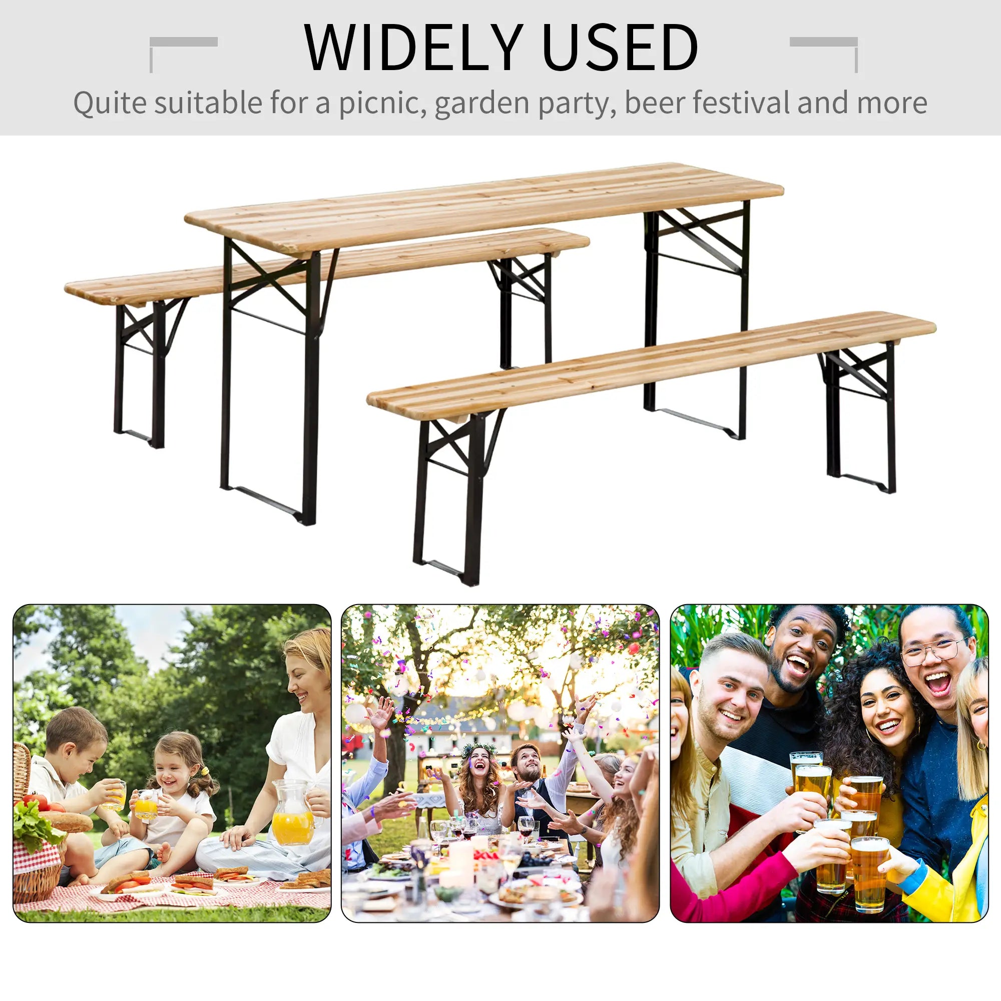 3 Pc Folding Picnic Table Set, 1 Table & 2 Benches, Portable Bistro Sets at Gallery Canada