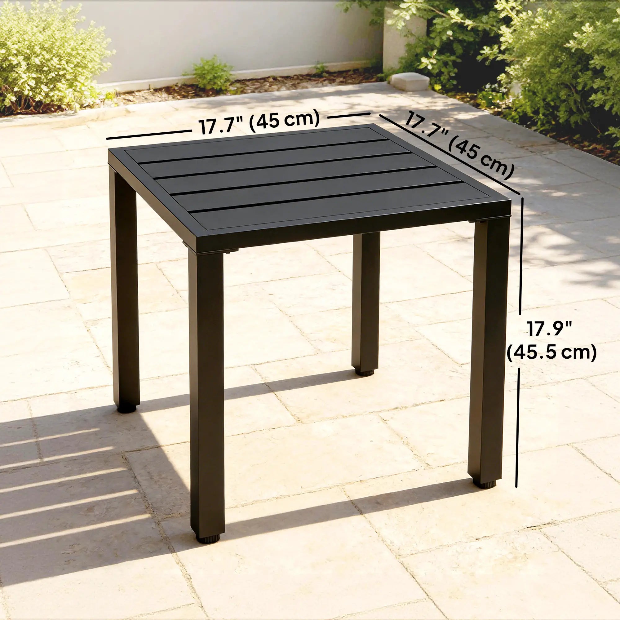 Metal Outdoor Side Table, 45.5 cm Square, Patio Garden Poolside, Black Patio Side Tables at Gallery Canada