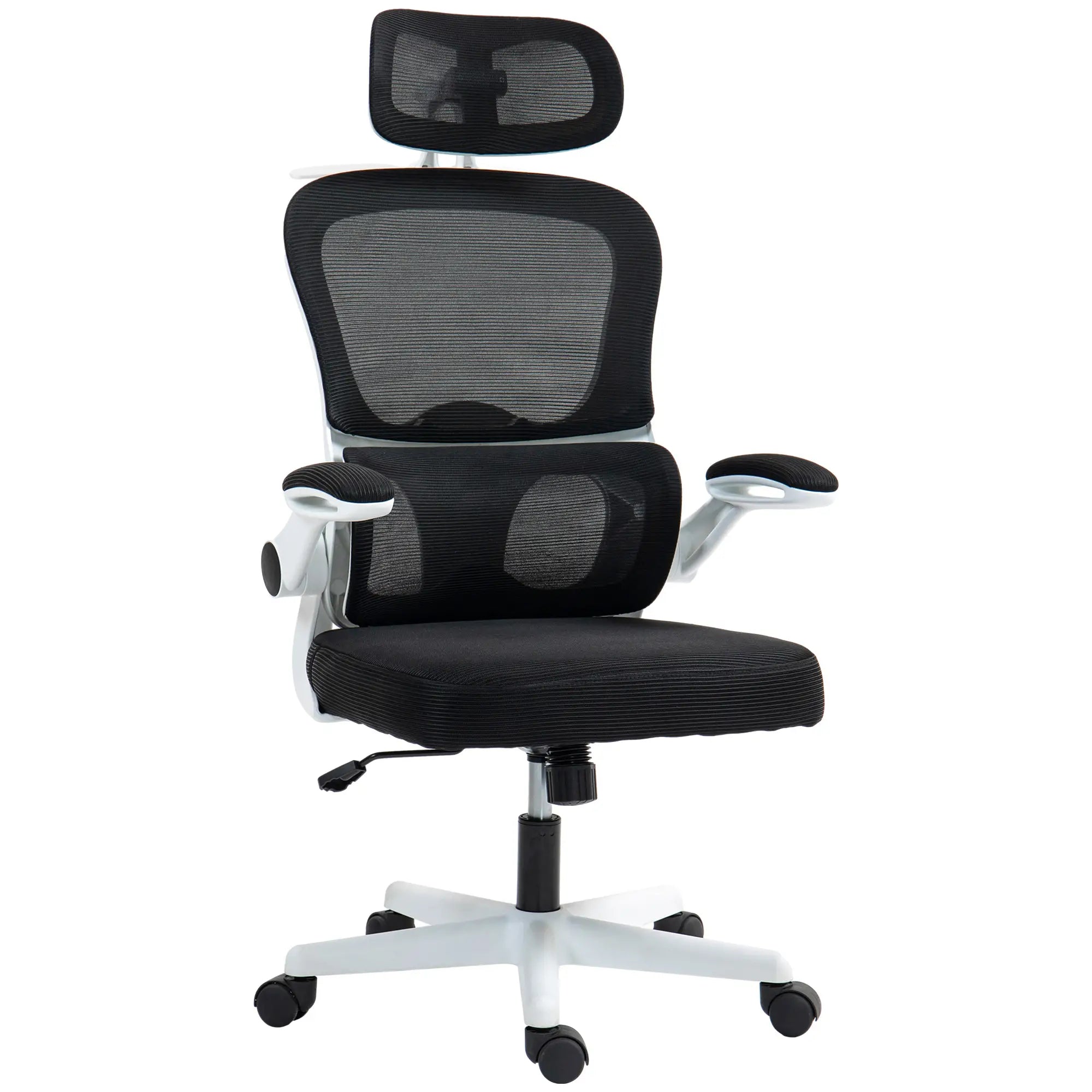 Mesh Office Chair, Ergonomic Desk Chair, Flip-Up Armrest, Adjustable Lumbar Support, Black Office Chairs at Gallery Canada