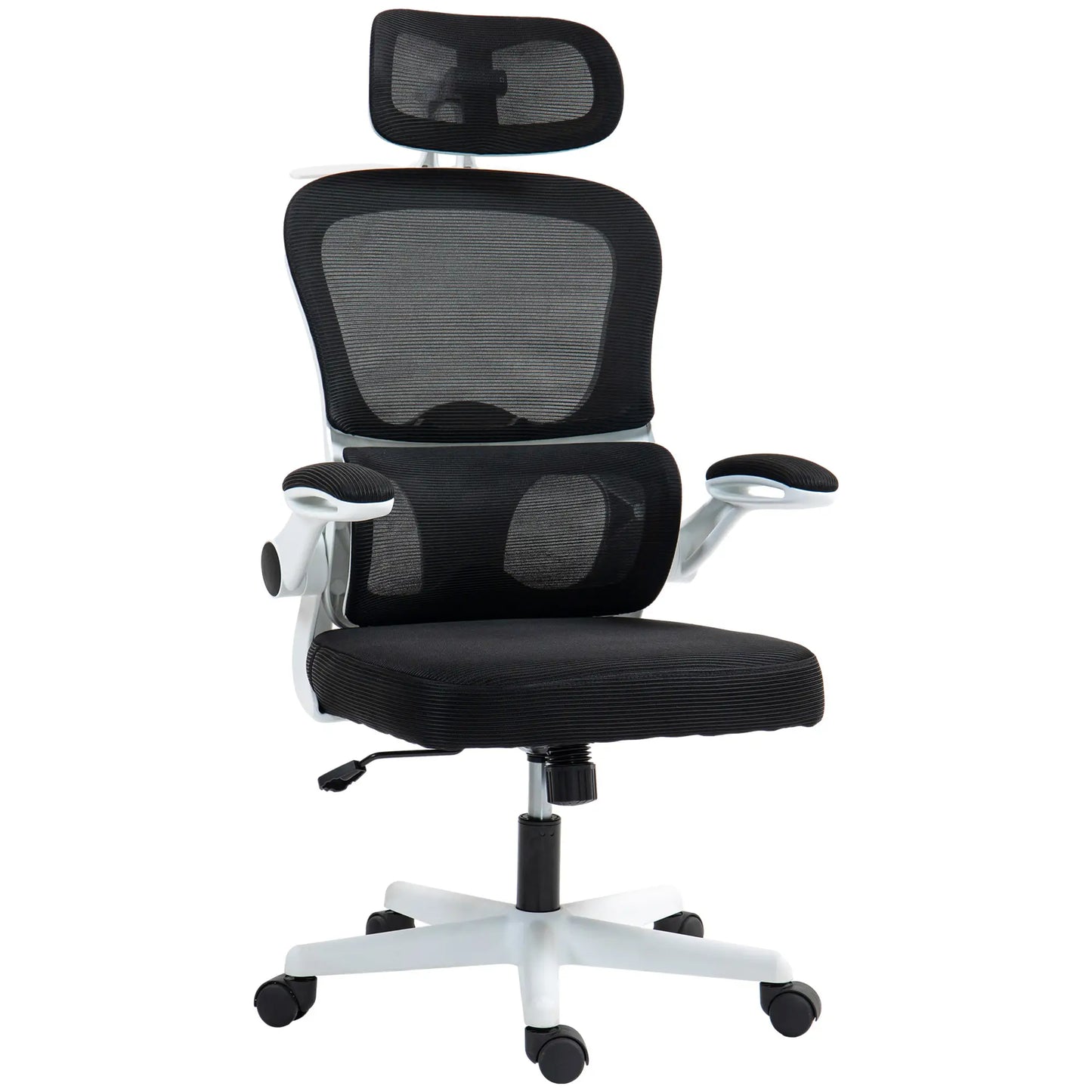 Mesh Office Chair, Ergonomic Desk Chair, Flip-Up Armrest, Adjustable Lumbar Support, Black Office Chairs at Gallery Canada