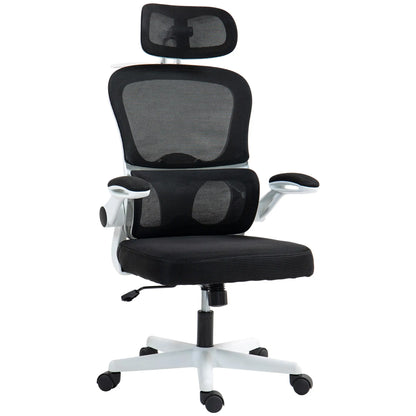 Mesh Office Chair, Ergonomic Desk Chair, Flip-Up Armrest, Adjustable Lumbar Support, Black Office Chairs at Gallery Canada