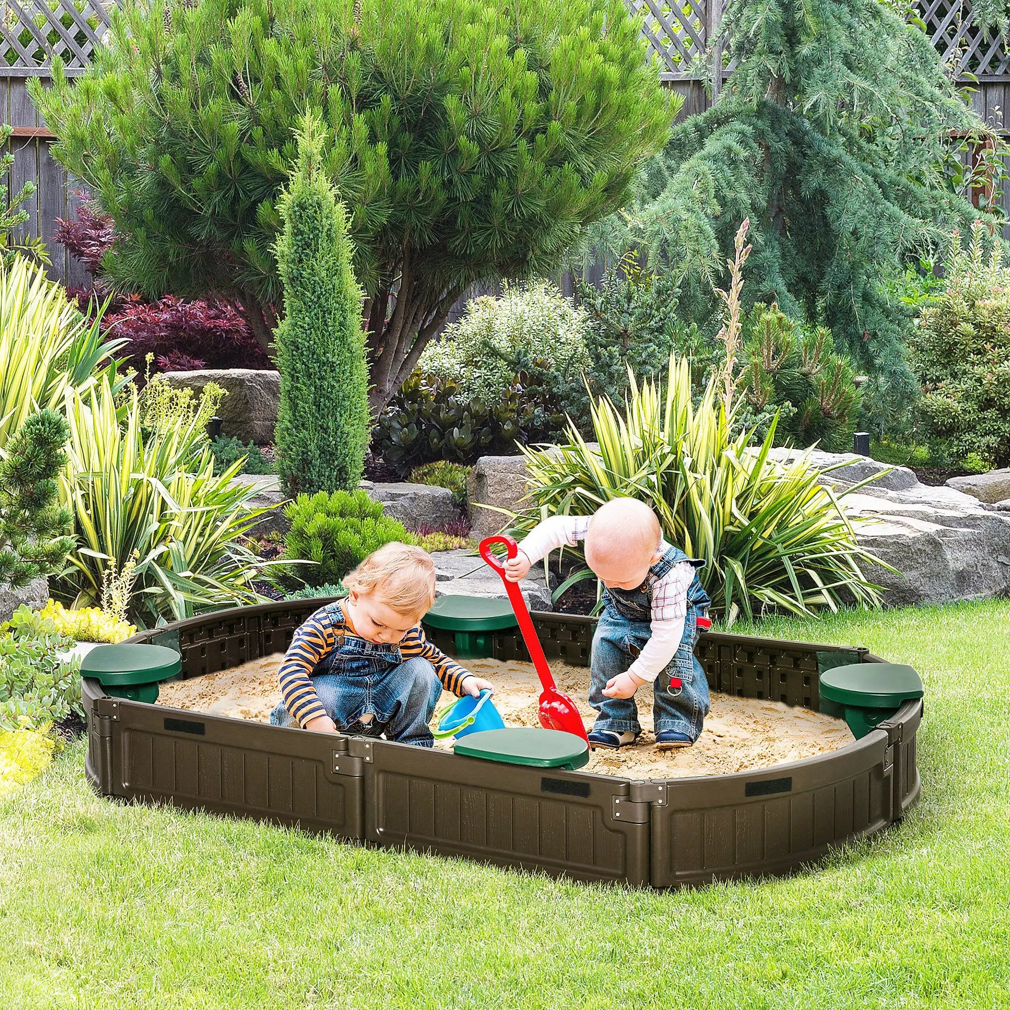Kids Sandbox with Cover, Seat, Outdoor, Brown Sandboxes & Accessories at Gallery Canada