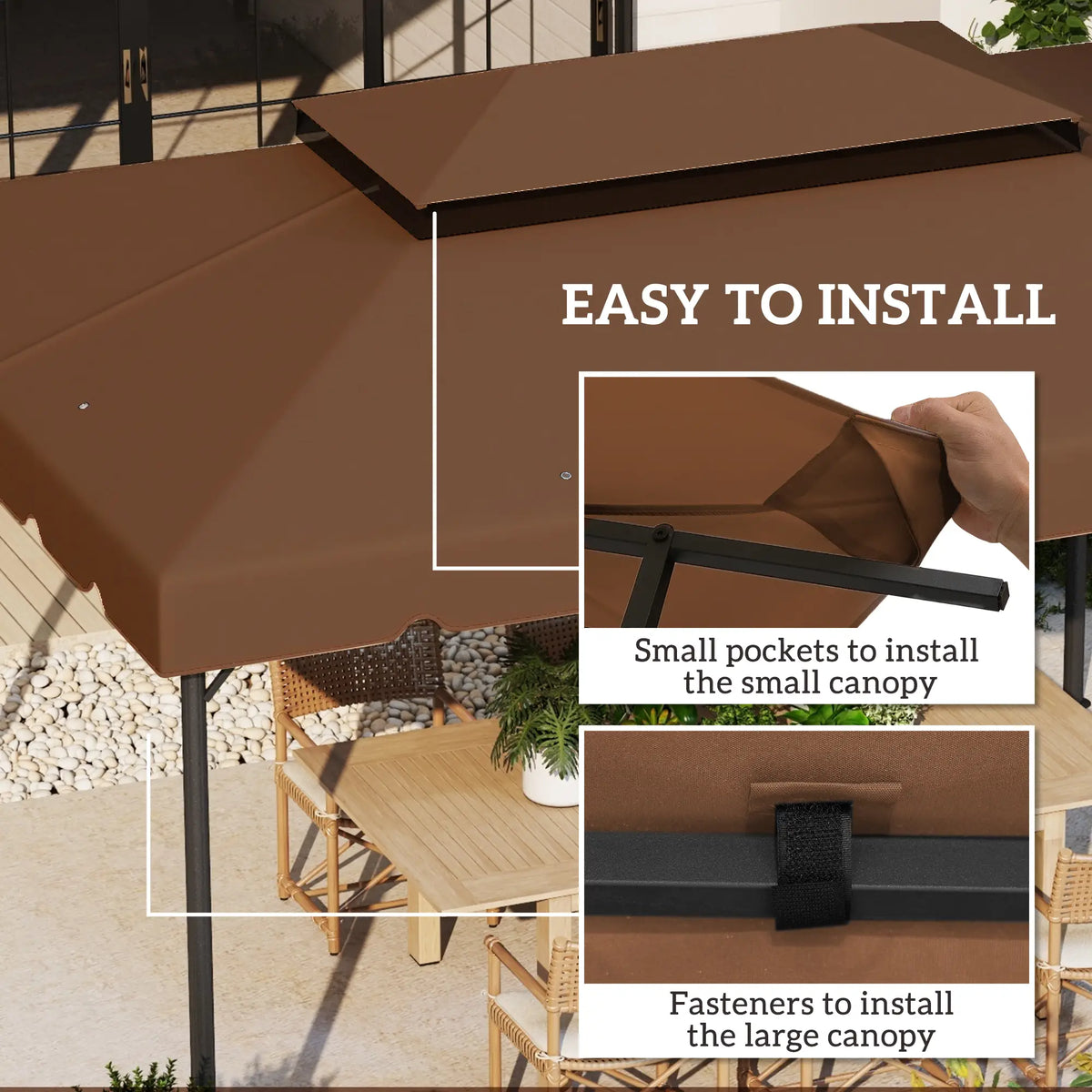 13' X 10' Gazebo Replacement Canopy, Double Vented Top, Coffee Gazebo Canopy Replacement at Gallery Canada