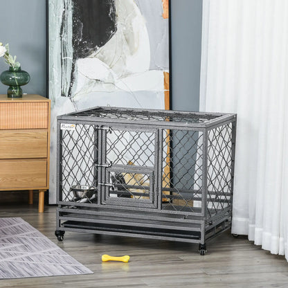 Heavy Duty Dog Crate With Wheels, Openable Top, Removable Tray, 36.4" x 24.4" x 31.1" Houses, Kennels & Pens at Gallery Canada