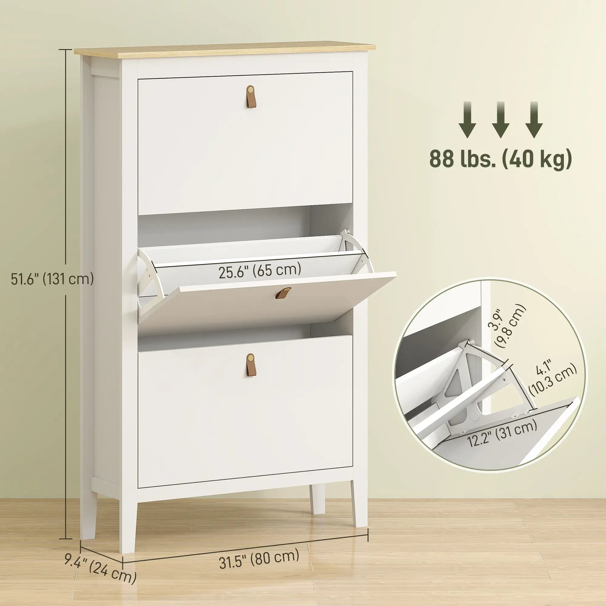 Narrow 3-Flip Drawer Shoe Cabinet, Adjustable Shelves, White Shoe Storage Cabinets & Racks at Gallery Canada