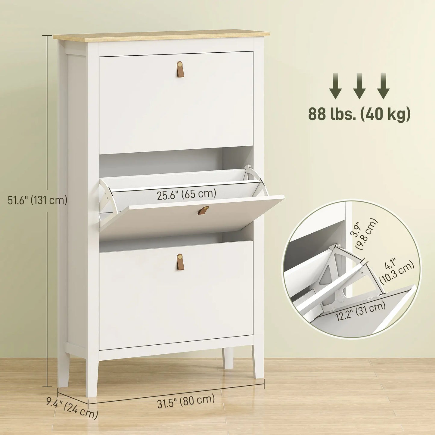 Narrow 3-Flip Drawer Shoe Cabinet, Adjustable Shelves, White Shoe Storage Cabinets & Racks at Gallery Canada