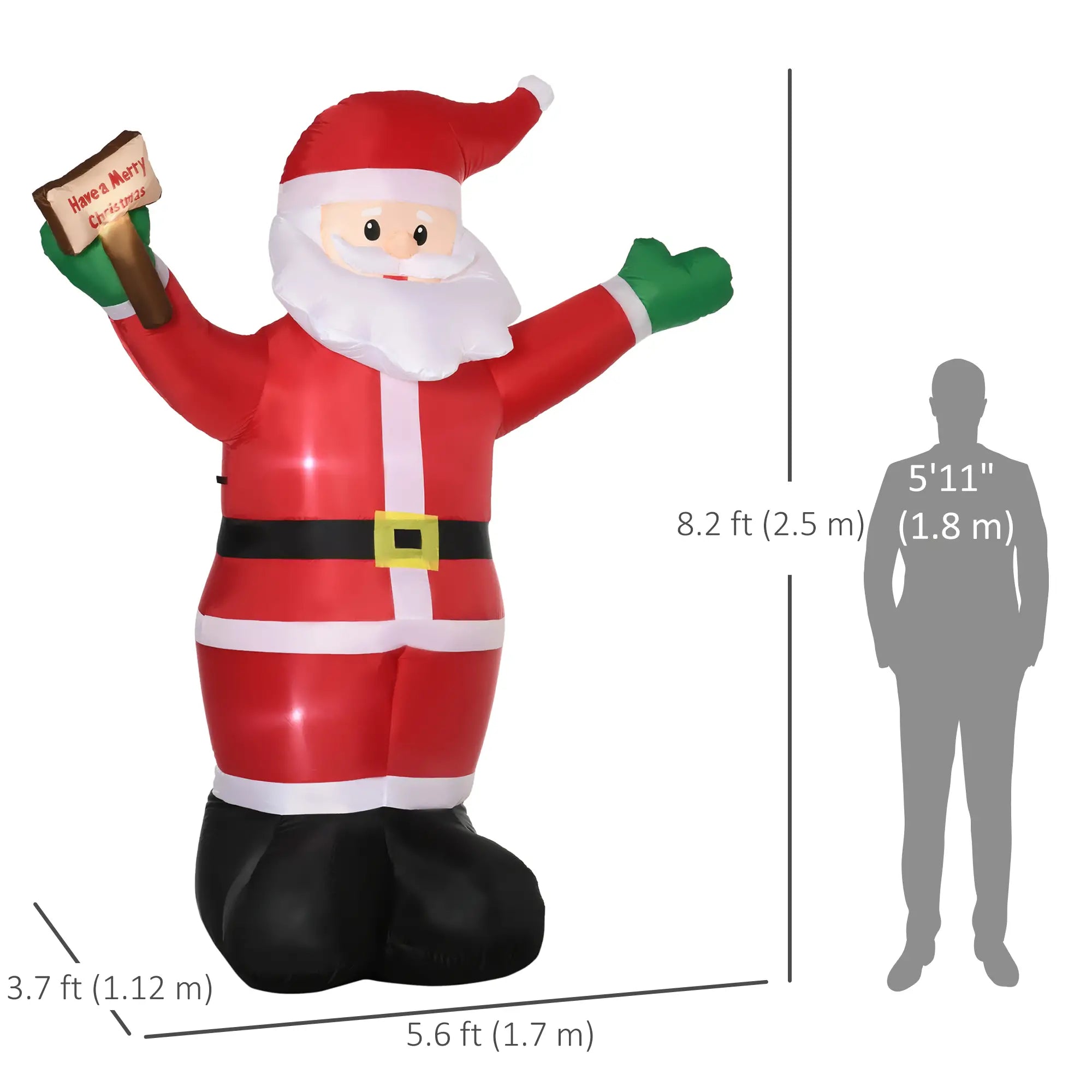 8ft Inflatable Santa Claus with LED Light, Outdoor Yard Display Christmas Inflatables at Gallery Canada