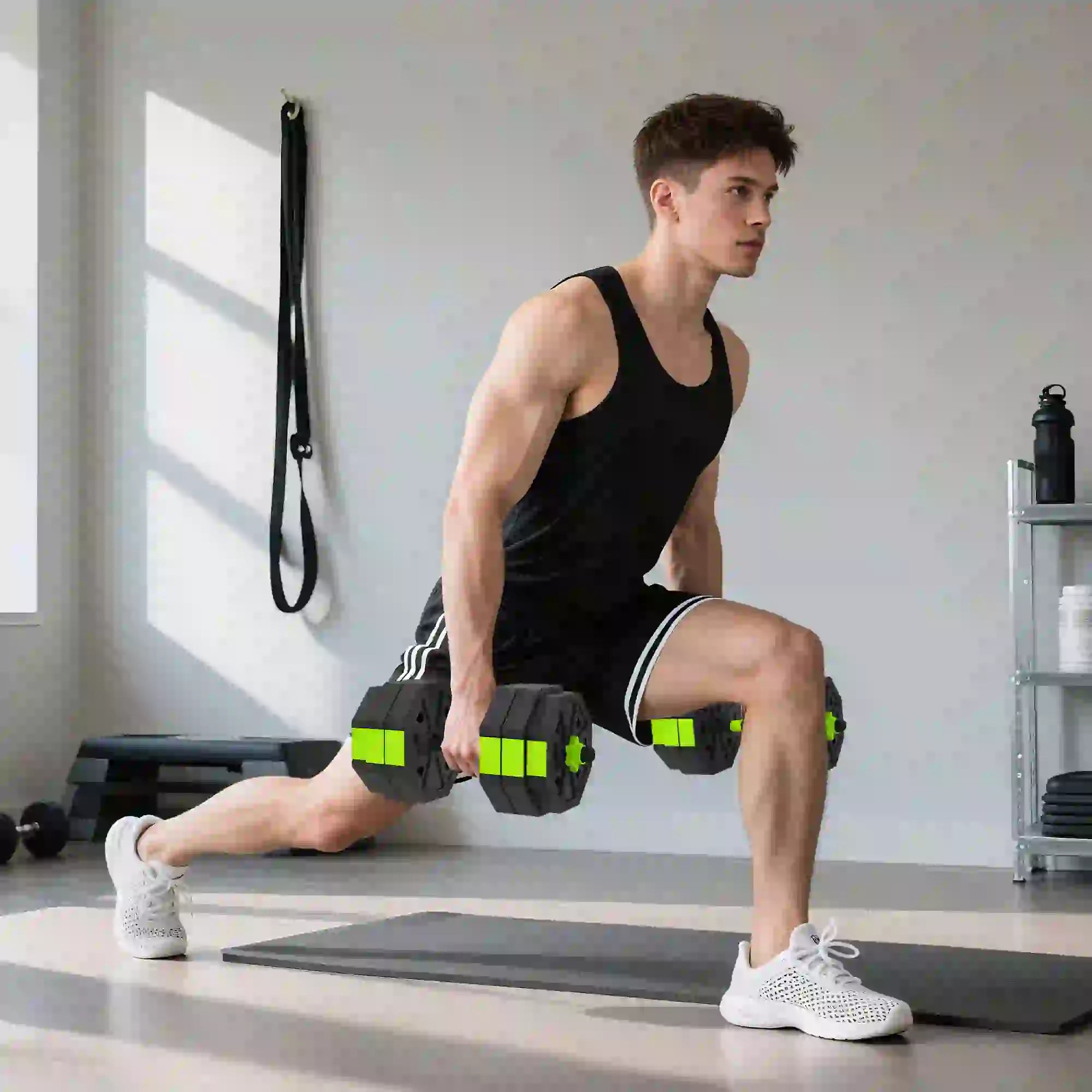 4-in-1 Adjustable Dumbbell Set, 66lbs, Green Dumbbells & Barbells at Gallery Canada